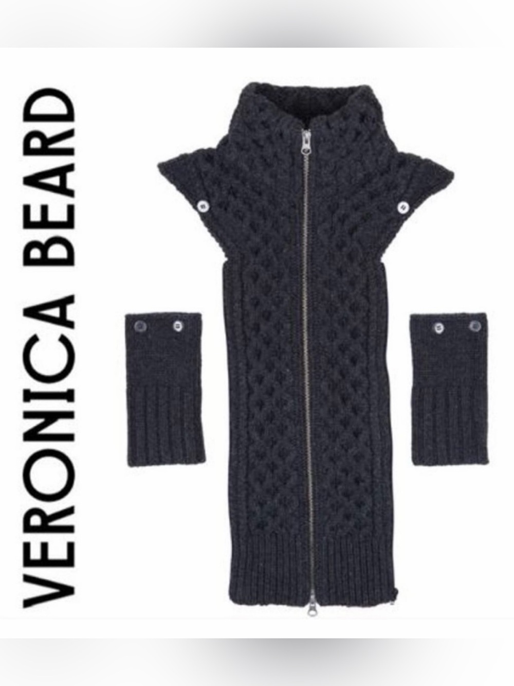 Veronica Beard Upstate Cable Knit Zip Dickey with Cuffs - Size 00-14 - Like New